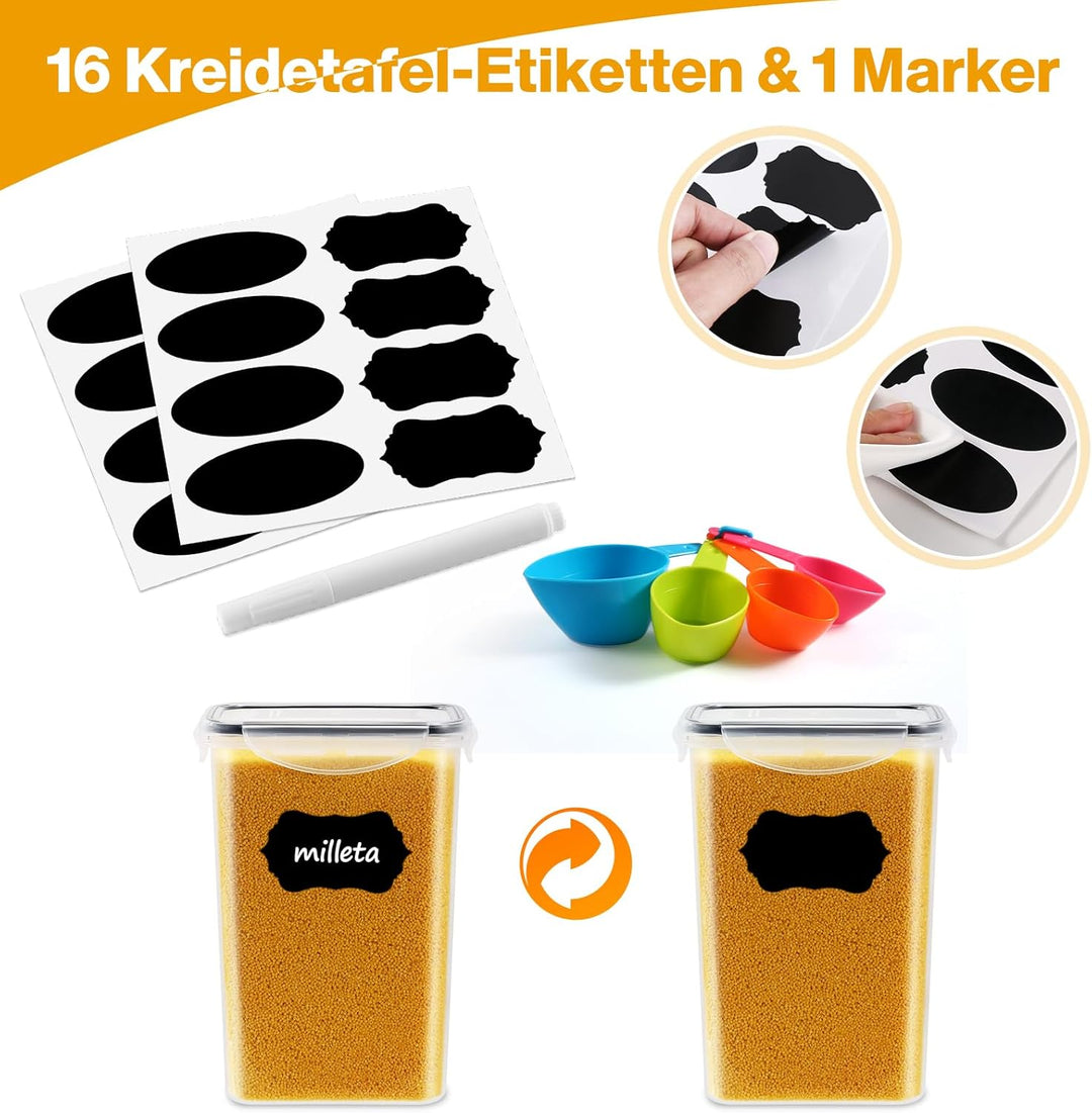 YASHE 16 Stück Vorratsdosen mit Deckel, Luftdicht Vorratsdosen Set, Kunststoff BPA-freie, Frischhalt