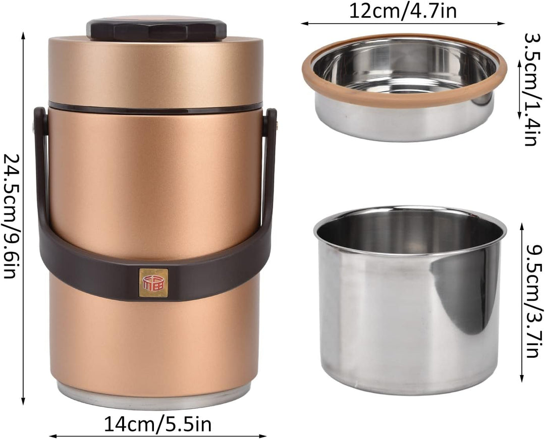 Bento Boxen, 2300ml 3 stufiger Lebensmittelbehälter vakuumisolierter Lunch Thermosbehälter aus Edels