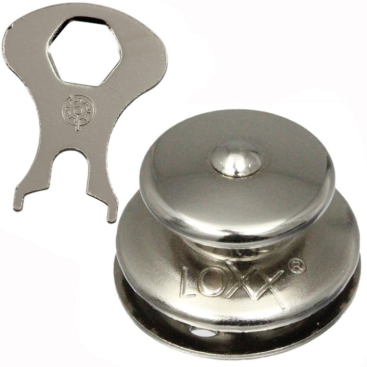 Bootsteile Brauer 15 Stück LOXX® Oberteil Knopf Gross 15 mm - Edelstahl/Messing vernickelt