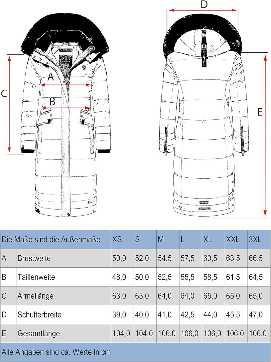 Navahoo Damen Wintermantel Warmer Steppmantel lang mit Abnehmbarer Kapuze Fahmiyaa XS-3XL XS Gelb, X