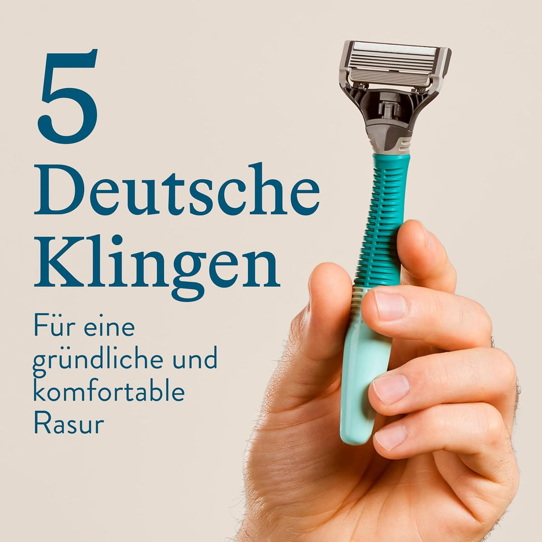 Harry’s Nassrasierer für Männer – Rasier-Set mit blauem Griff, 4 Ersatz-Rasierklingen, Reise-Klingen
