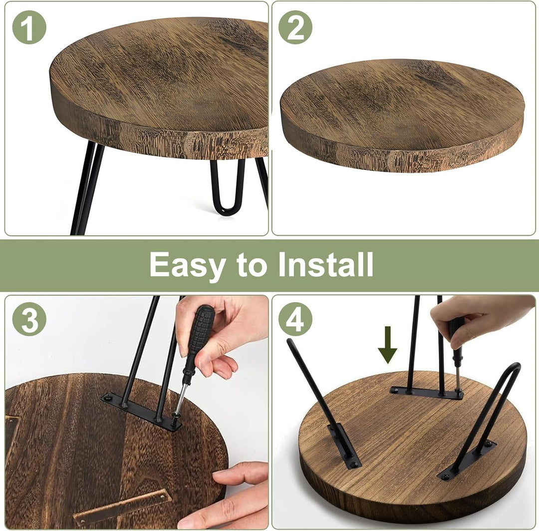 Pflanzenständer Holz, Blumenständer Schwarz Pflanzenständer Blumenhocker Holz Pflanzenhocker mit 3 F