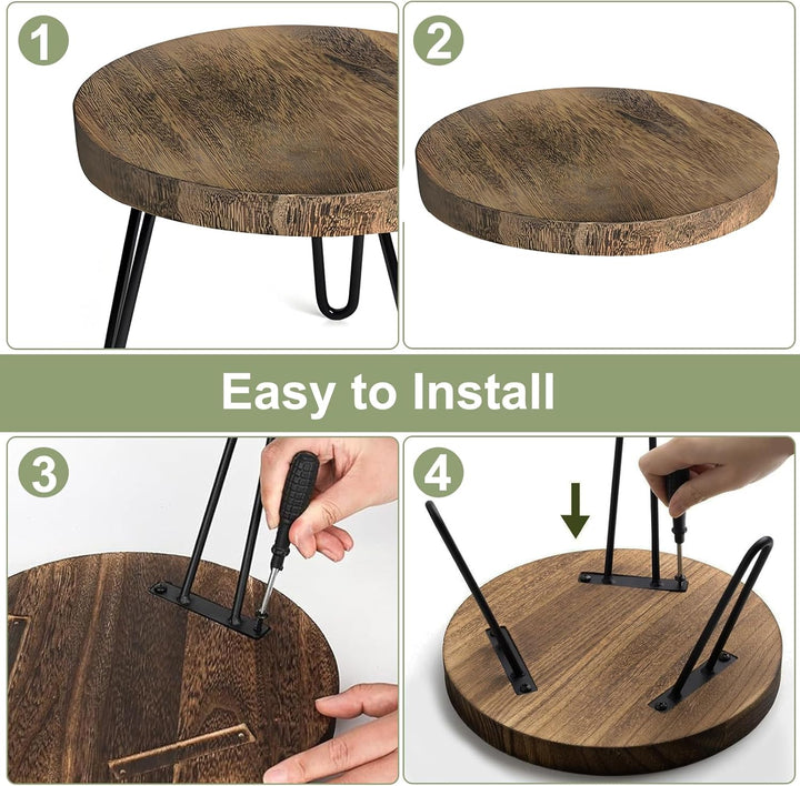 Pflanzenständer Holz, Blumenständer Schwarz Pflanzenständer Blumenhocker Holz Pflanzenhocker mit 3 F