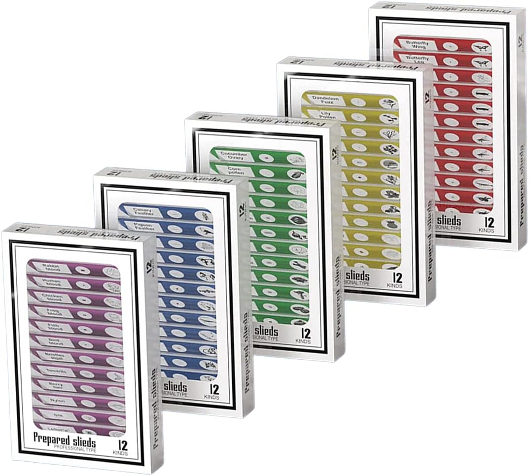 Kunststoff vorbereitete Mikroskop-Dias für Kinder, Cainda 60pcs Tiere Insekten Pflanzen Blumen Biolo