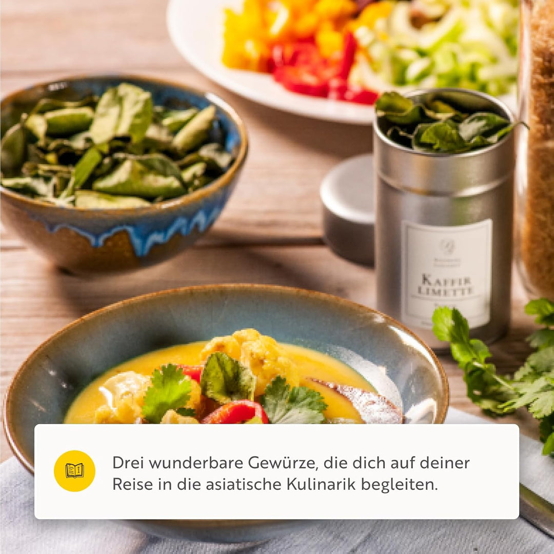 Boomers Gourmet - Asiatische Gewürze Set, Thai Curry I Kaffirlimettenblätter I Wok Gewürz - 206 g As