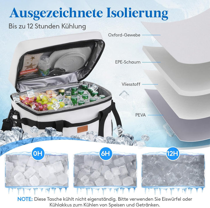 Lifewit Kühltasche 40L, Faltbar Picknicktasche für Essen & Getränke, Kühlbox Tragbare Eistasche für