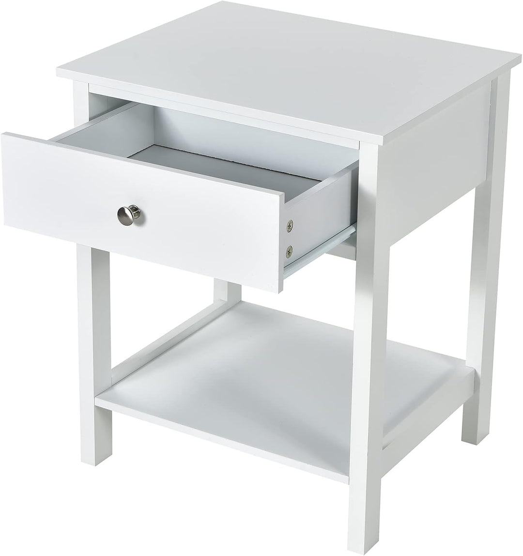 GIANTEX 2er Set Nachttisch, Beistelltisch Nachtschrank mit Schublade & offenem Regal, kleine Nachtko