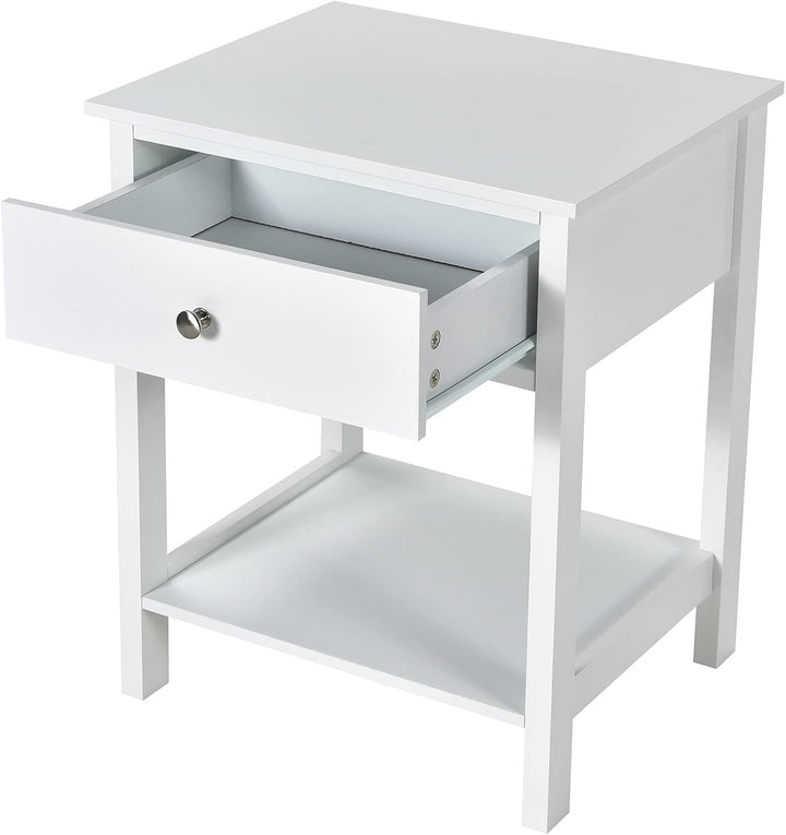 GIANTEX 2er Set Nachttisch, Beistelltisch Nachtschrank mit Schublade & offenem Regal, kleine Nachtko