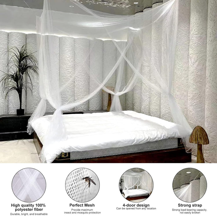 Moskitonetz, Moskitonetz Doppelbett mit 4 Ecke, Grosses Mückennetz für Bett, Einzelbett und Doppelbe