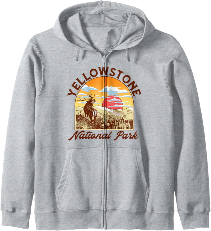 Yellowstone National Park Elk Vintage Artistic Graphic Kapuzenjacke