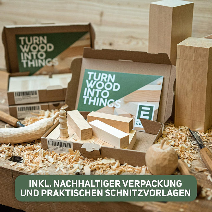 Schnitzholz Ahorn - 10 Stück Holzblock - Schnitzvorlage (10x2,5x2,5cm) - Ahornholz zum Schnitzen Dre