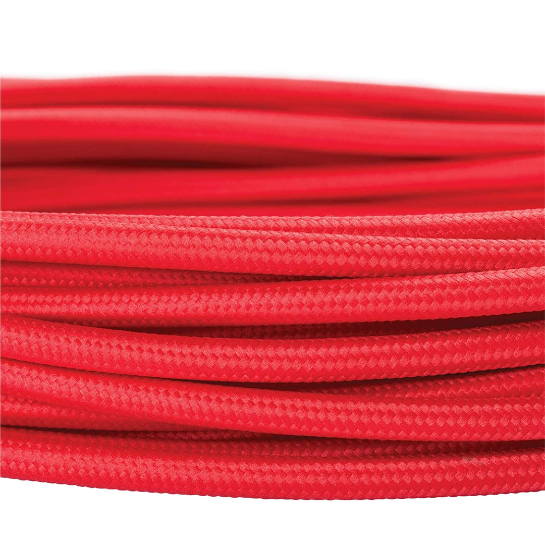 ORION LIGHTSTYLE Textilkabel für Lampen, 5 m Rot, 3-adrig, (3x 0,75 mm²) - Kunststoff Stromkabel mit