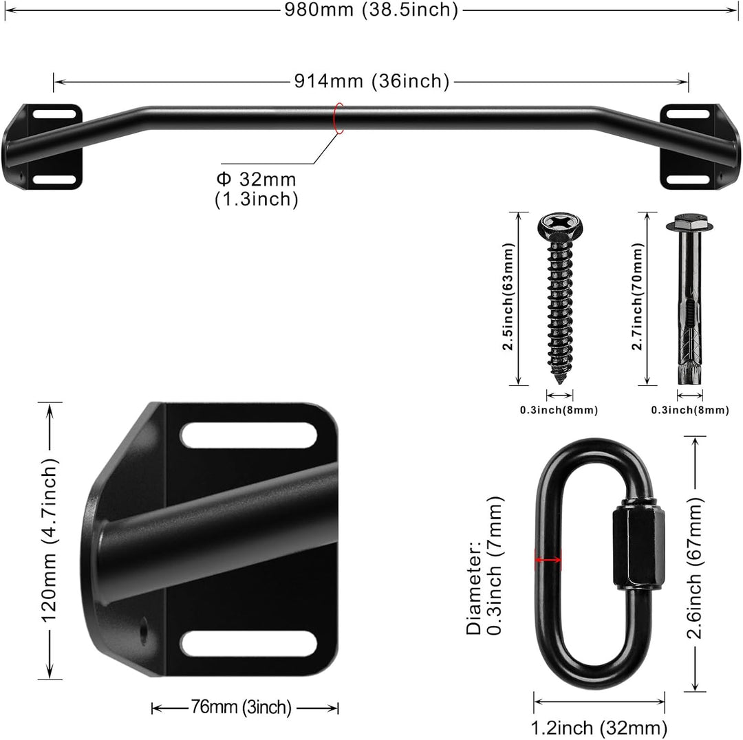 SELEWARE Klimmzugstange Türrahmen Klimzugststange Wand - Pull Up Bar Wandmontage Latzugstangen Home