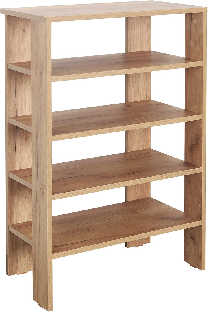 RICOO Schuhregal schmal und hoch 88x60x32cm Standregal Pressholz Eiche Braun WM040-EG, Schuhständer