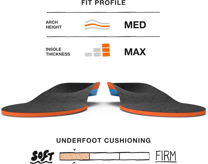 Superfeet FLEX Komfort Schuheinlagen, Einlegesohlen für Sportschuhe zur Polsterung und Unterstützung