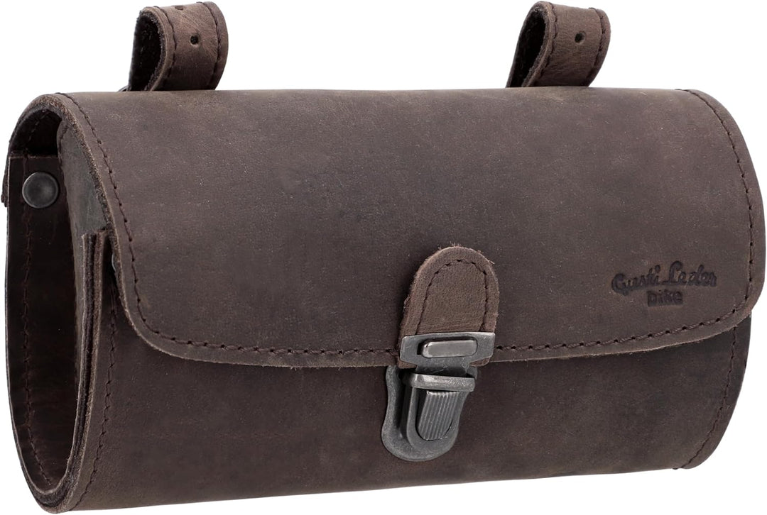 Gusti Satteltasche Leder – Wolfgang L. – Kleine Fahrradtasche Leder für Sattel, Lenker oder Gepäcktr