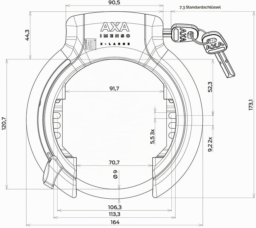 AXA Set Imenso XL Retractable + ULC 130 + Transporttasche – Rahmenschloss Set mit Einsteckkette und