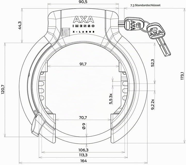 AXA Set Imenso XL Retractable + ULC 130 + Transporttasche – Rahmenschloss Set mit Einsteckkette und