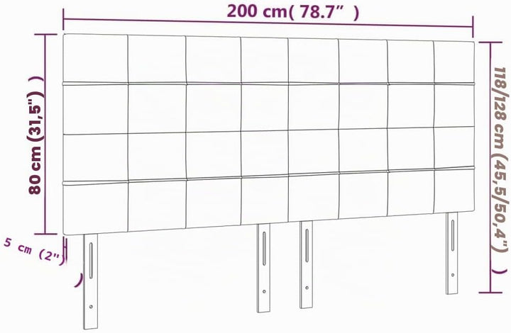 vidaXL Kopfteil 4 STK., Bettkopfteil mit Holzbeinen, Höhenverstellbar Polsterkopfteil für Bett, Bett
