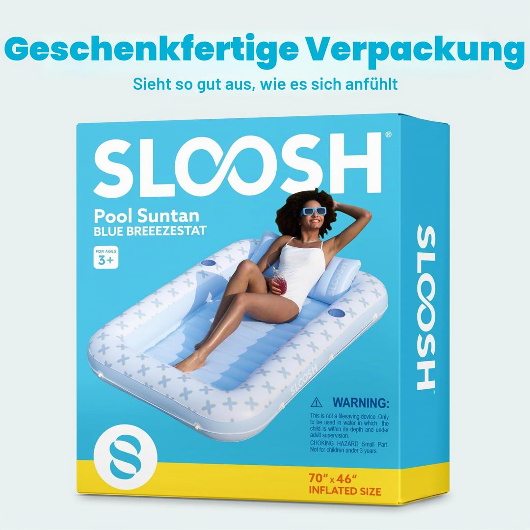 Sloosh aufblasbarer Sonnenpool, Luftmatratzte Pool, Sonnenbad mit abnehmbarem Kissen, persönlicher L