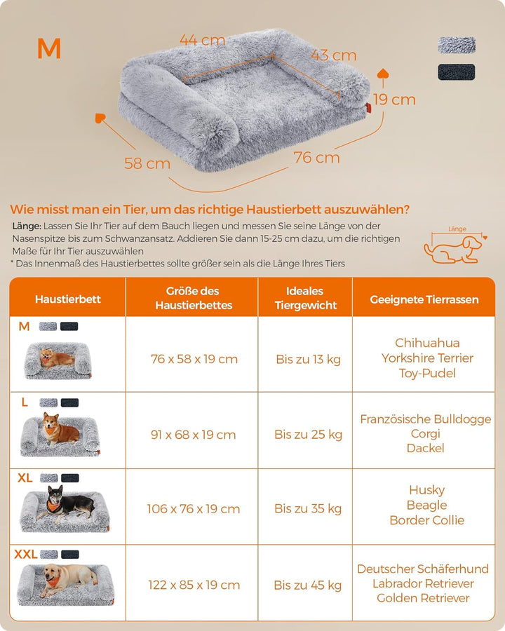 Feandrea FluffyHug Hundebett, Hundekissen Grösse M, Hundematte für Miniaturhunde, kleine Hunde, Hund
