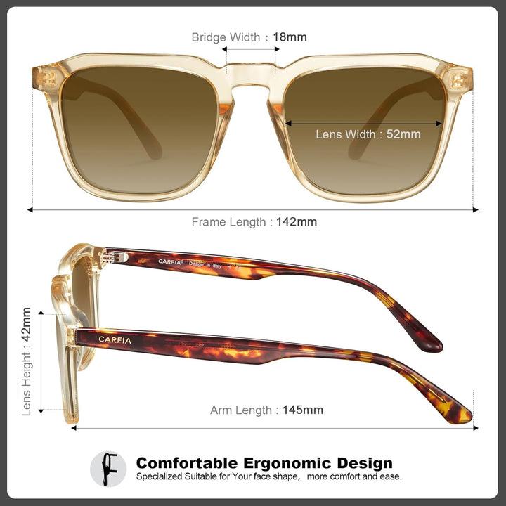CARFIA Kleine Sonnenbrille Herren Polarisierte Fahrenbrille mit UV-Schutz für Schmale Gesichter/Juge