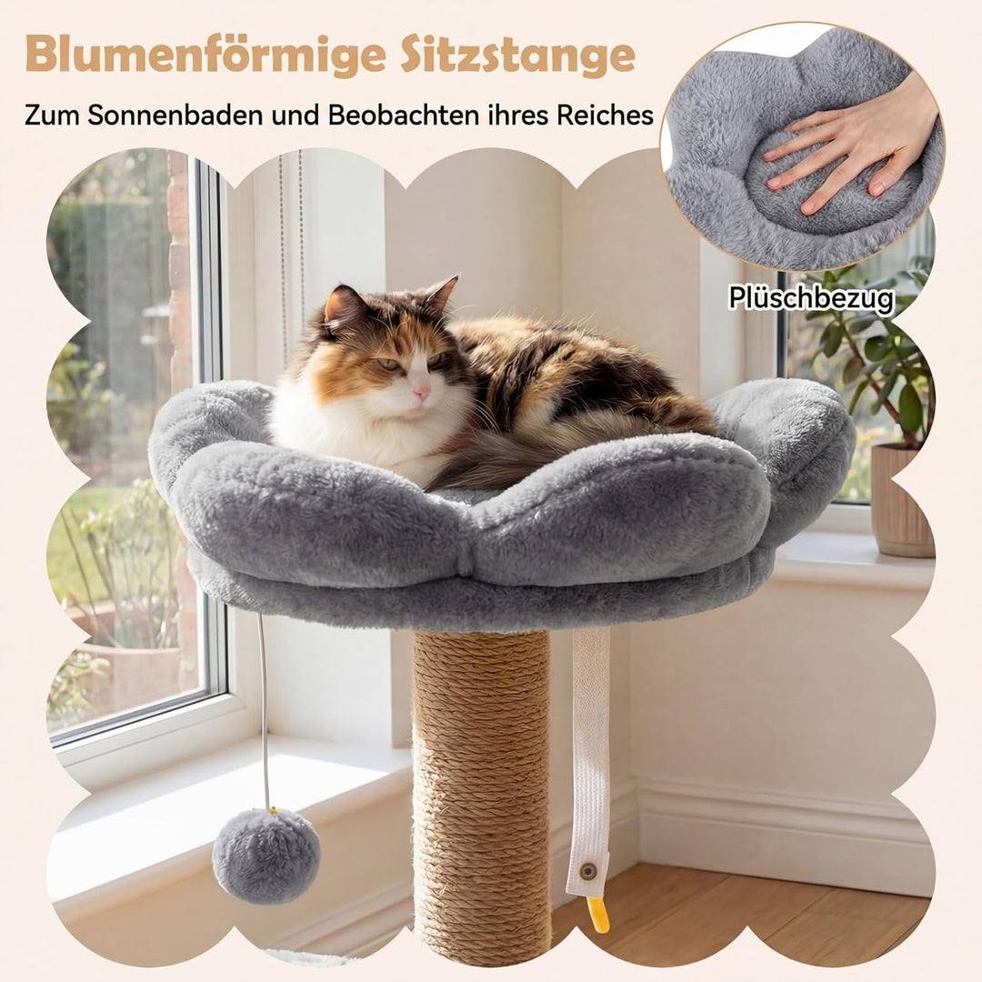 COSTWAY Kratzbaum, 96 cm, Katzenbaum mit Katzenhöhle, Plattform, Bett, grosser Basis & 2 Bällen, Dic