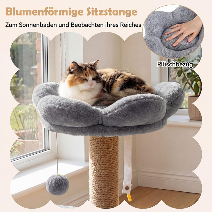 COSTWAY Kratzbaum, 96 cm, Katzenbaum mit Katzenhöhle, Plattform, Bett, grosser Basis & 2 Bällen, Dic