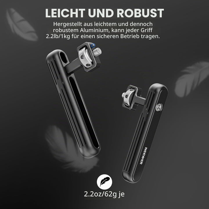 NEEWER 2er Pack drehbarer Seitengriff/Obergriff,Aluminiumgriff nur für iPhone 15 Samsung S22 S23 Tel