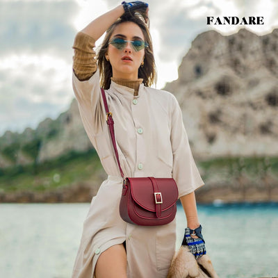 FANDARE Damen Umhängetasche Schultertasche Leder Crossbody Bag Damentasche Schulterriemen Frauen Abe