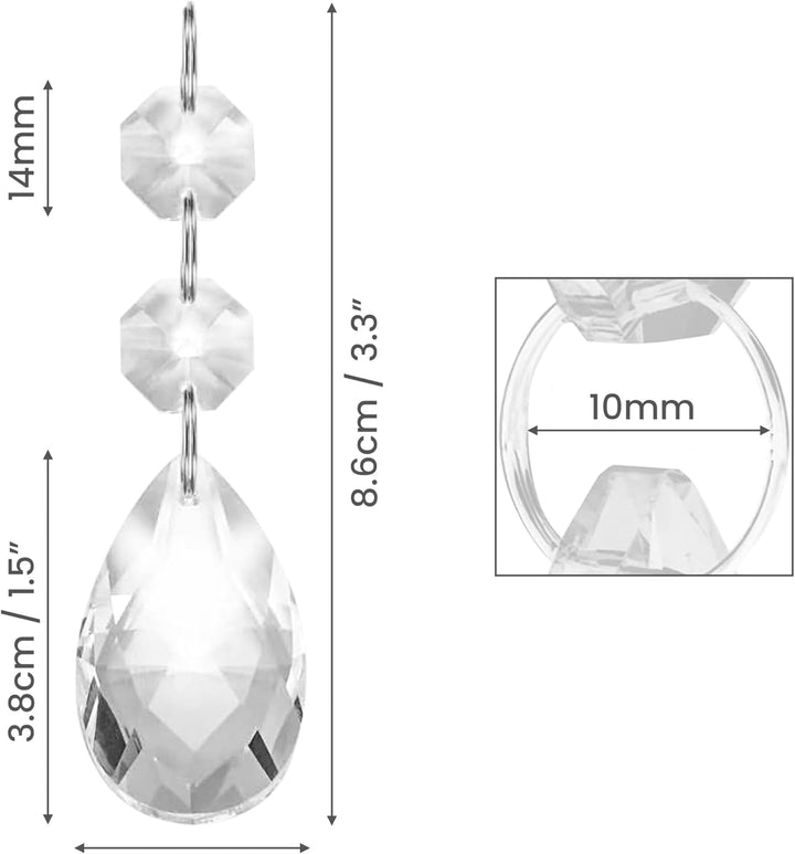 Belle Vous Glaskristalle zum Aufhängen - 8,6cm Kronleuchter Perlen Anhänger Tropfen (20er Pack) - De