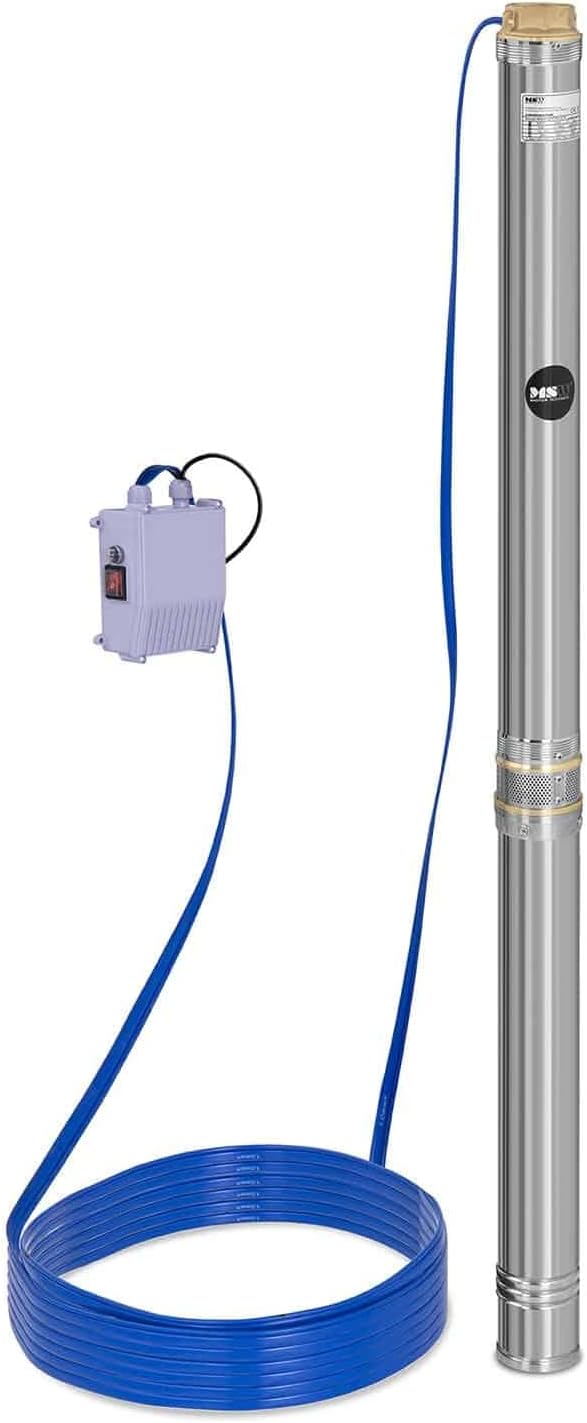 MSW Brunnenpumpe 230 V 10800 L/h 2200 W Edelstahl Fördertiefe: 91 m mit Rückschlagventil, 20 m Kabel