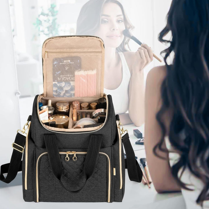 Luxja Kulturtasche Damen, Make Up Organizer Tasche, Kosmetikkofffer für Make up, Kosmetiktasche zum