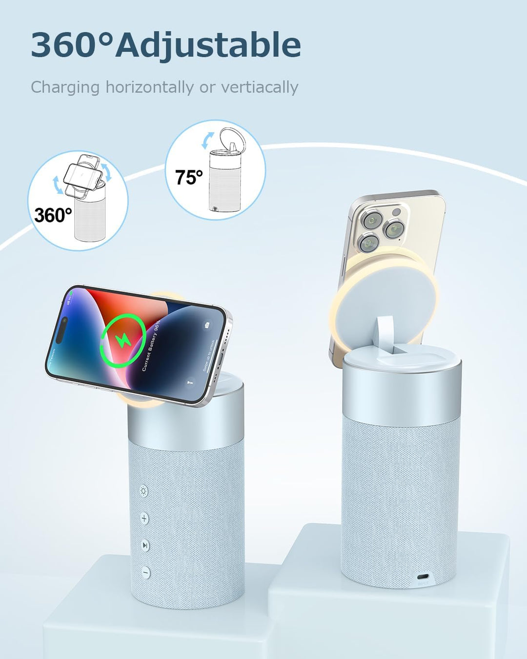 COLSUR Bluetooth Lautsprecher, Mag-Safe Kabelloses Ladegerät, Bluetooth Lautsprecher mit Nachtlicht,