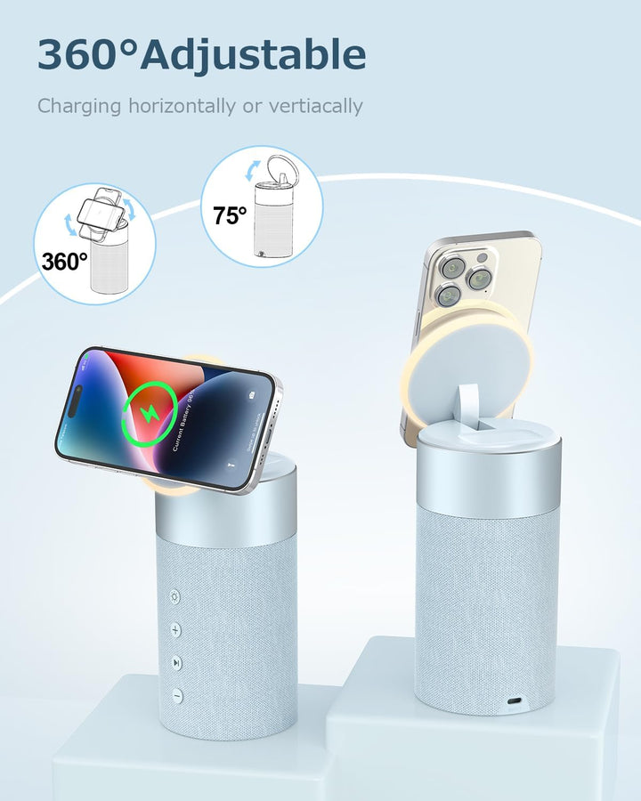 COLSUR Bluetooth Lautsprecher, Mag-Safe Kabelloses Ladegerät, Bluetooth Lautsprecher mit Nachtlicht,