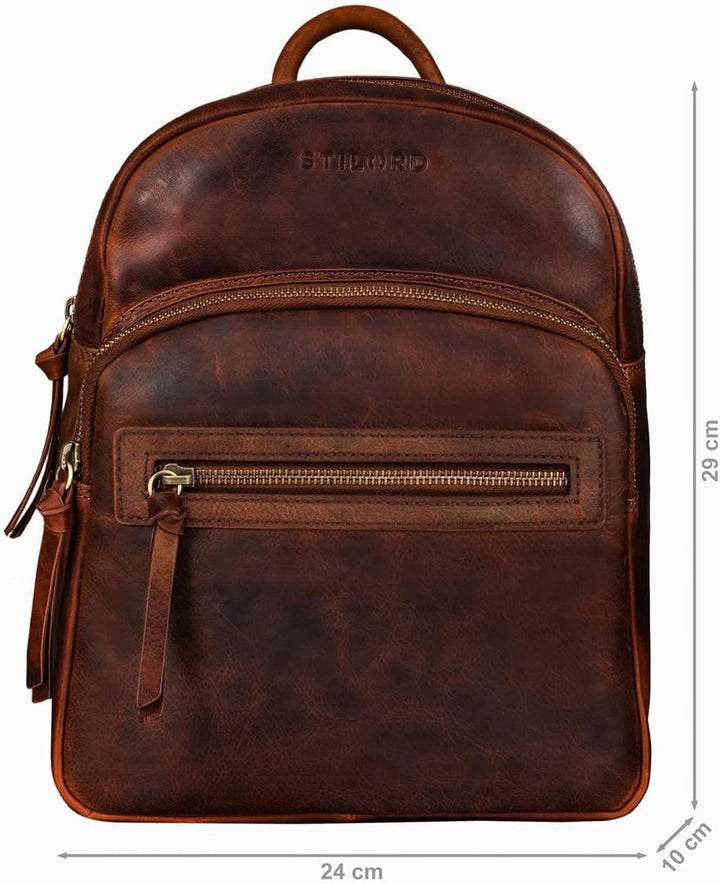 STILORD Damen-Rucksack aus Leder braun - Vintage Frauen-Rucksack - Kleine Tasche aus Echtleder - Han