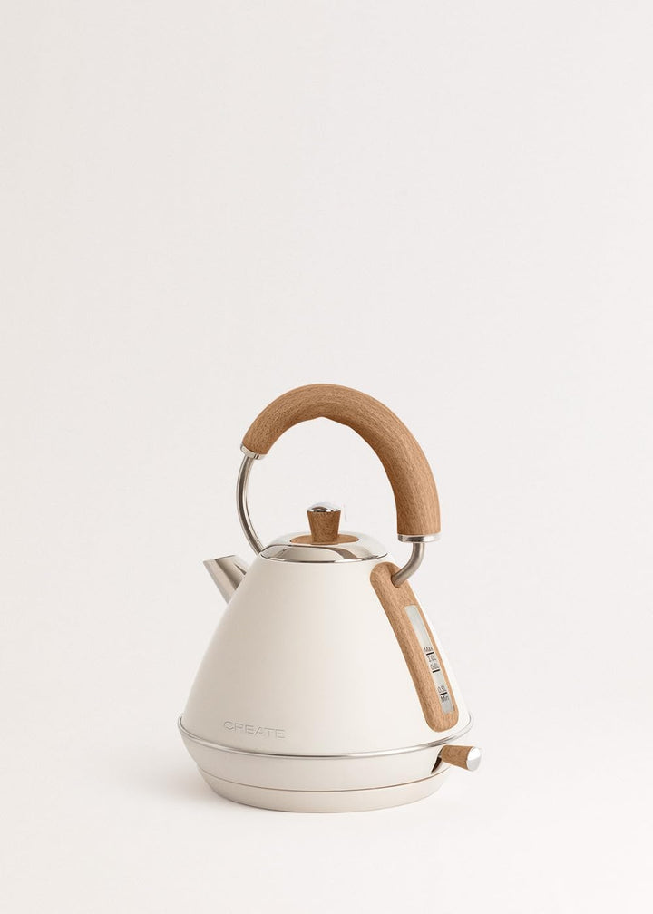 CREATE/KETTLE RETRO M/Elektrischer Wasserkocher Cremeweiss/Schnelles Aufkochen, Fassungsvermögen 1L,