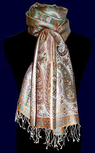 Lorenzo Cana Pashmina Schal Schaltuch jacquard gewebt 100% Seide 70 x 190 cm Paisley Muster Seidensc