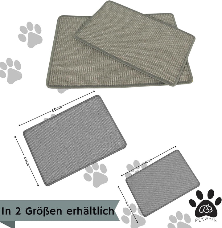 Kratzmatte Grau| Katzen Vorleger| Kratzteppich| Sisal Kratzmatte| Katzenmöbel| Krallenpflege (40cm x