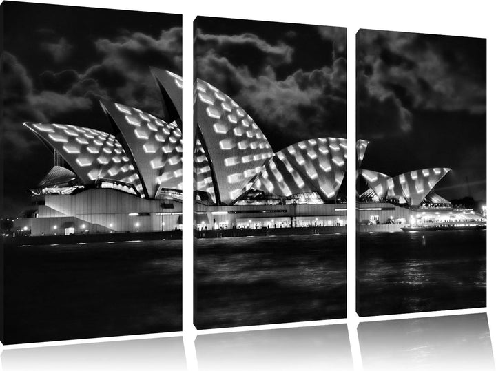 Pixxprint Sydney Opera House bei Nacht als Leinwandbild/Grösse: 3 Teilig (120x80) cm/Wandbild/Kunstd