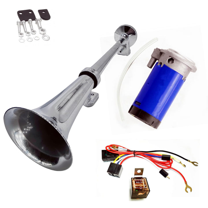 Autohupe Lufthorn Chrom Zink LKW Horn Schiff Horn Single Trompete 24V Car Air Horn Silber Ein Lautsp