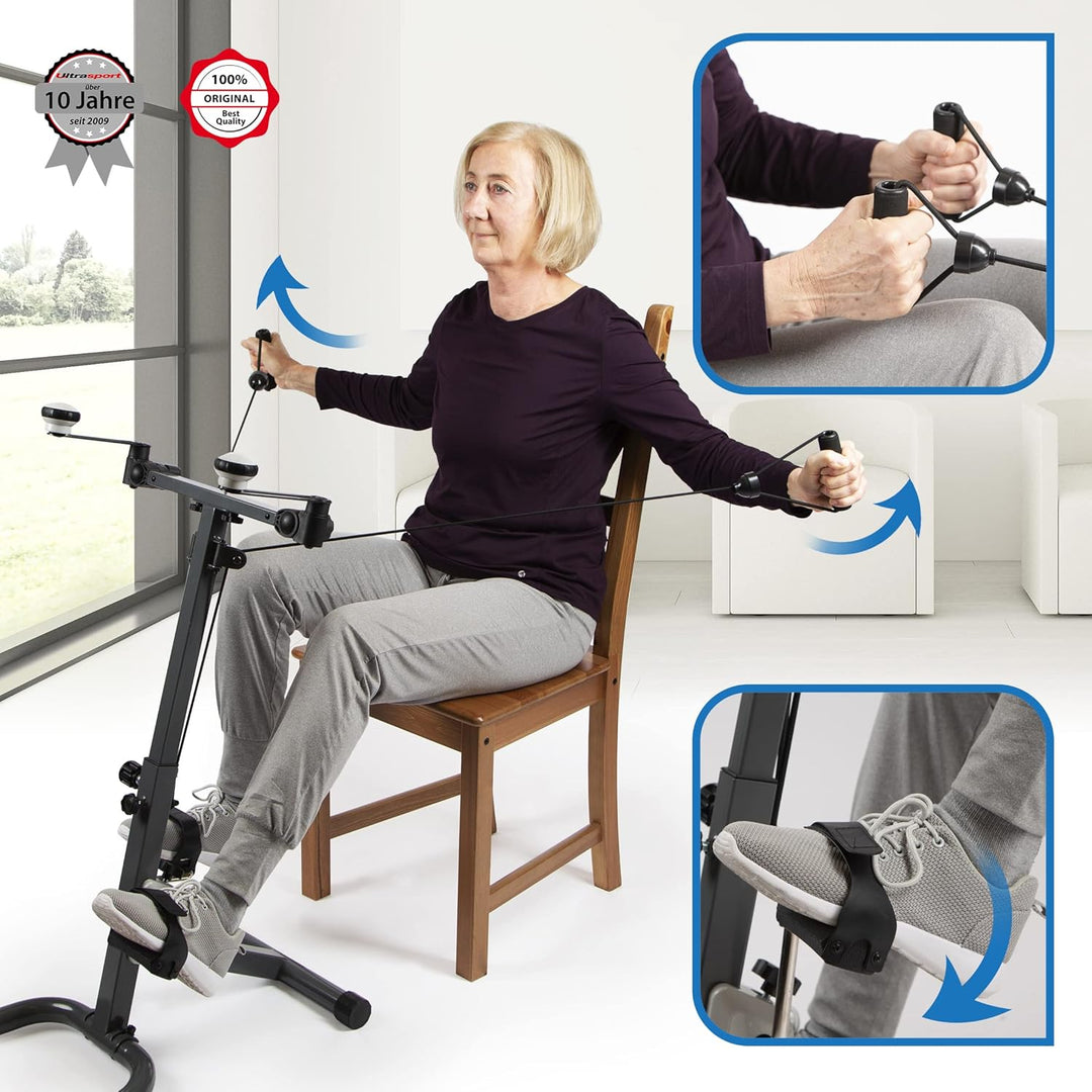 Ultrasport Senioren Fitness, Vitaltrainer, Senioren F-Bike, Mini Crosstrainer, Liegeheimtrainer,klap
