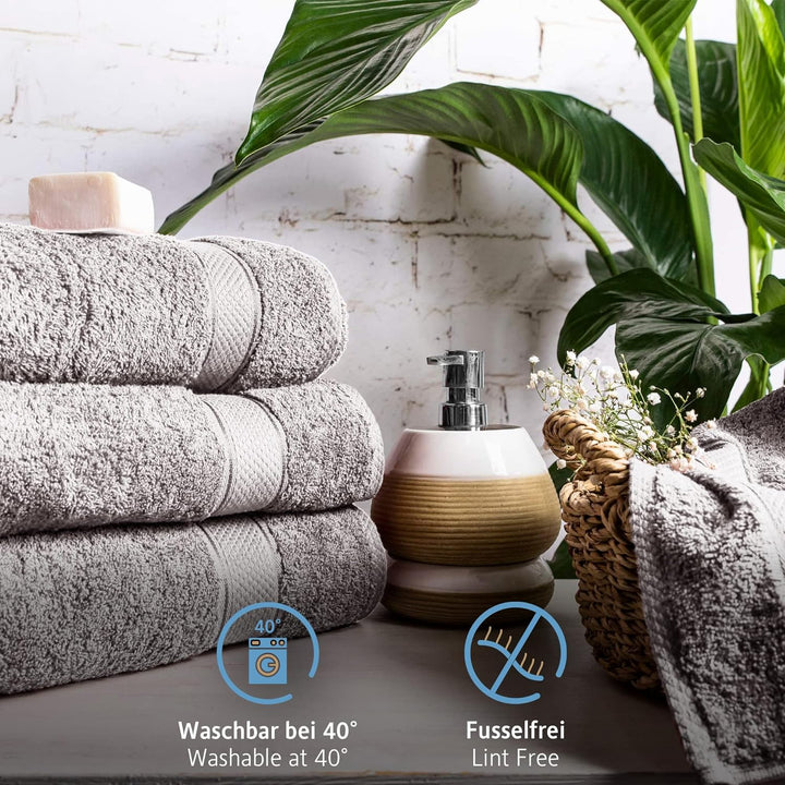 Komfortec 8er Handtücher 50x100 cm Set aus 100% Baumwolle, 470g/m², Frottee, Weich, Silber 8x Handtü