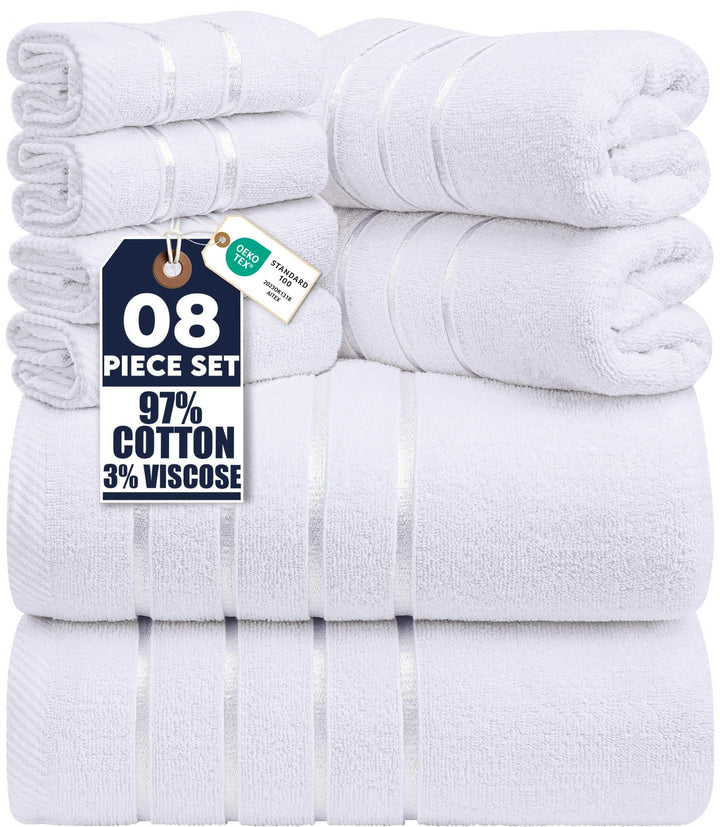 Utopia Towels - 8er-Pack Handtuch-Set mit Aufhängeschlaufe aus 97% Baumwolle, saugfähig und schnell
