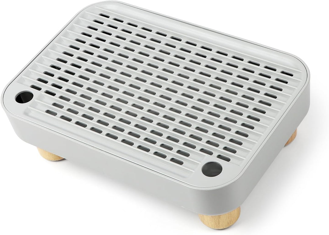 Bartuke Erhöhte Katzenklo-Rampe, Katzentreppe mit Holzfüssen, Katzenstreu-Filterpedal für automatisc