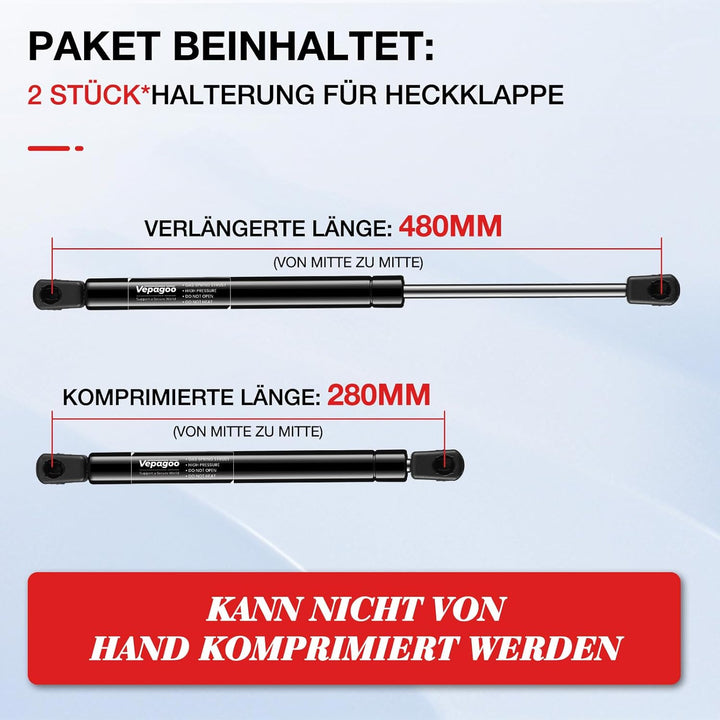 Vepagoo 2 Heckklappendämpfer Gasfeder für 2005-2013 Golf Plus 5M1 521 Alle Motoren Schrägheck Koffer