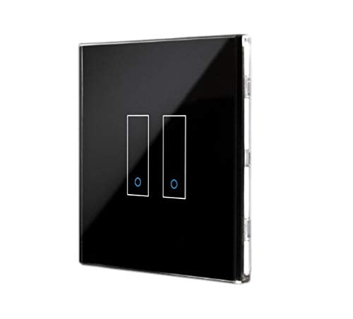 iotty Smart Schalter 2 Fach WiFi SmartHome Switch Lichtschalter Touch Glas Schwarz E2-12