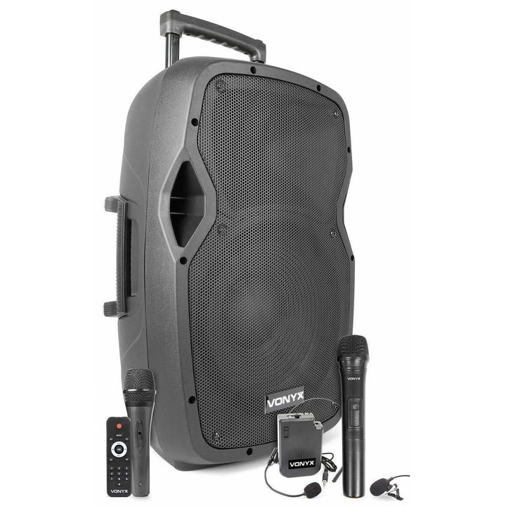 Vonyx AP1200PA - Mobile PA Anlage, Partybox Bluetooth mit Akku, 600 Watt Party Lautsprecher mit UHF-