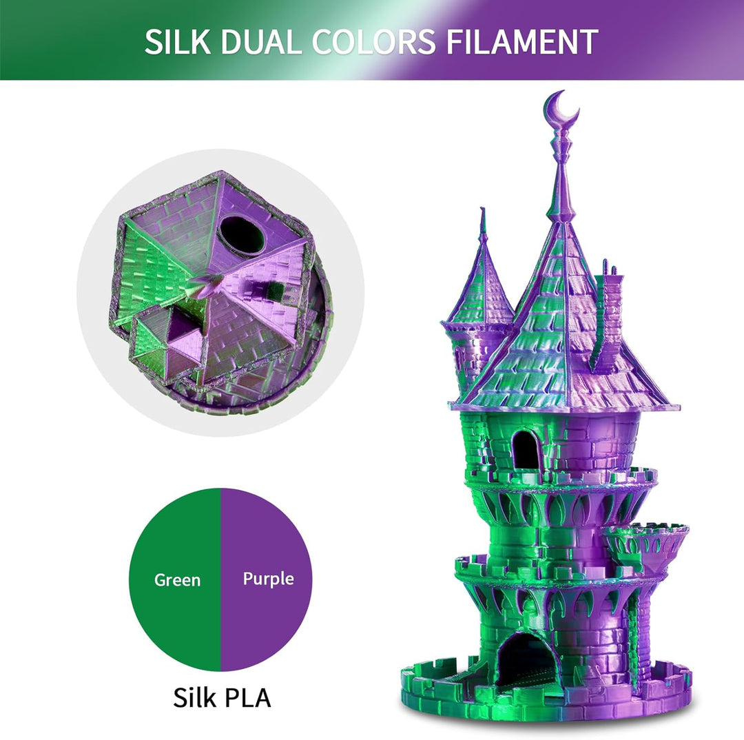 ERYONE Dual Seiden PLA Filament 1.75mm,Co-Extrucsion PLA Seiden Filament für 3D Drucker +/- 0,03 mm,