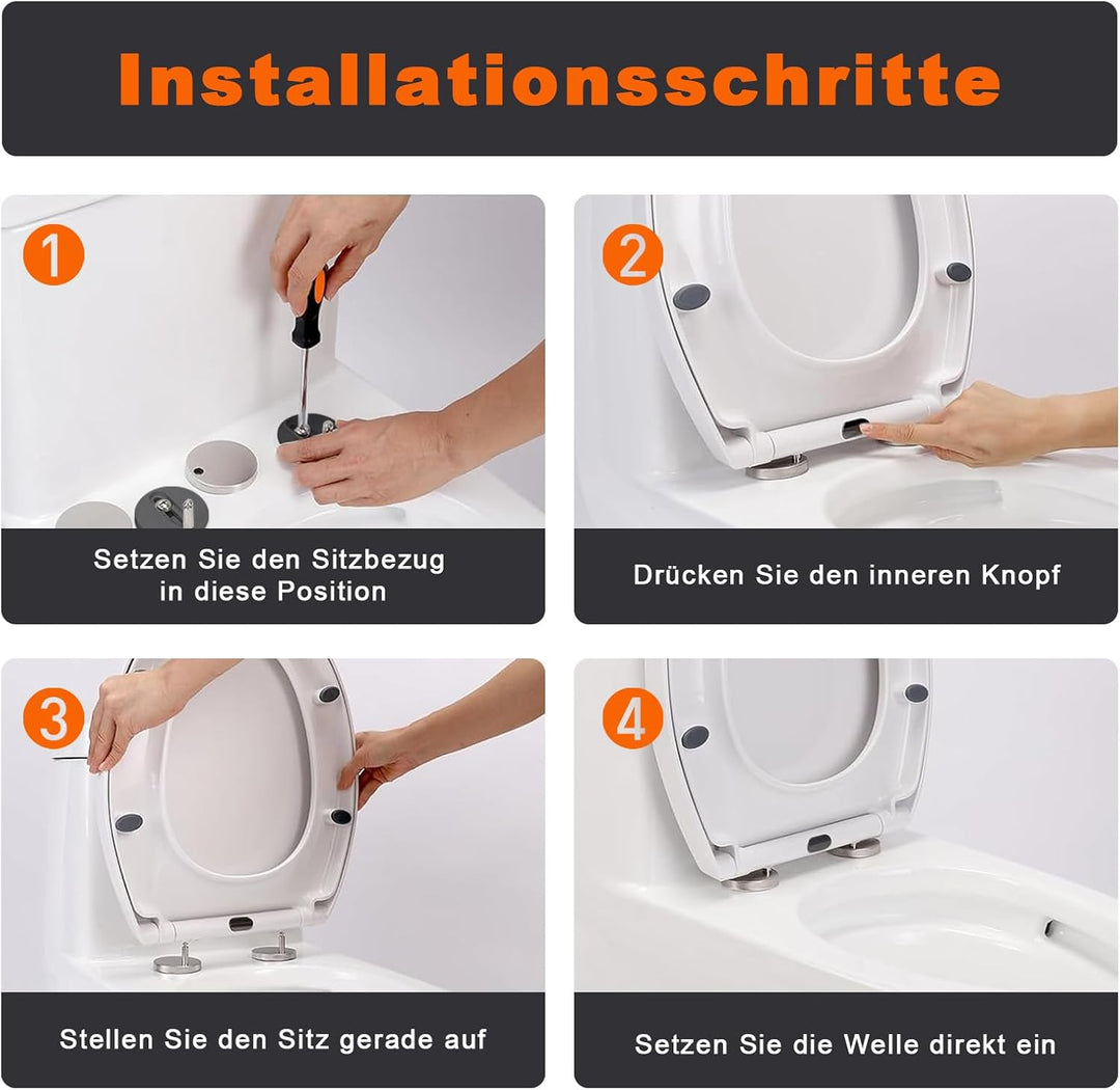 SURFOU Toilettendeckel mit Absenkautomatik, O-Form WC Sitz bis 150kg Belastbar, Weiss Klodeckel und